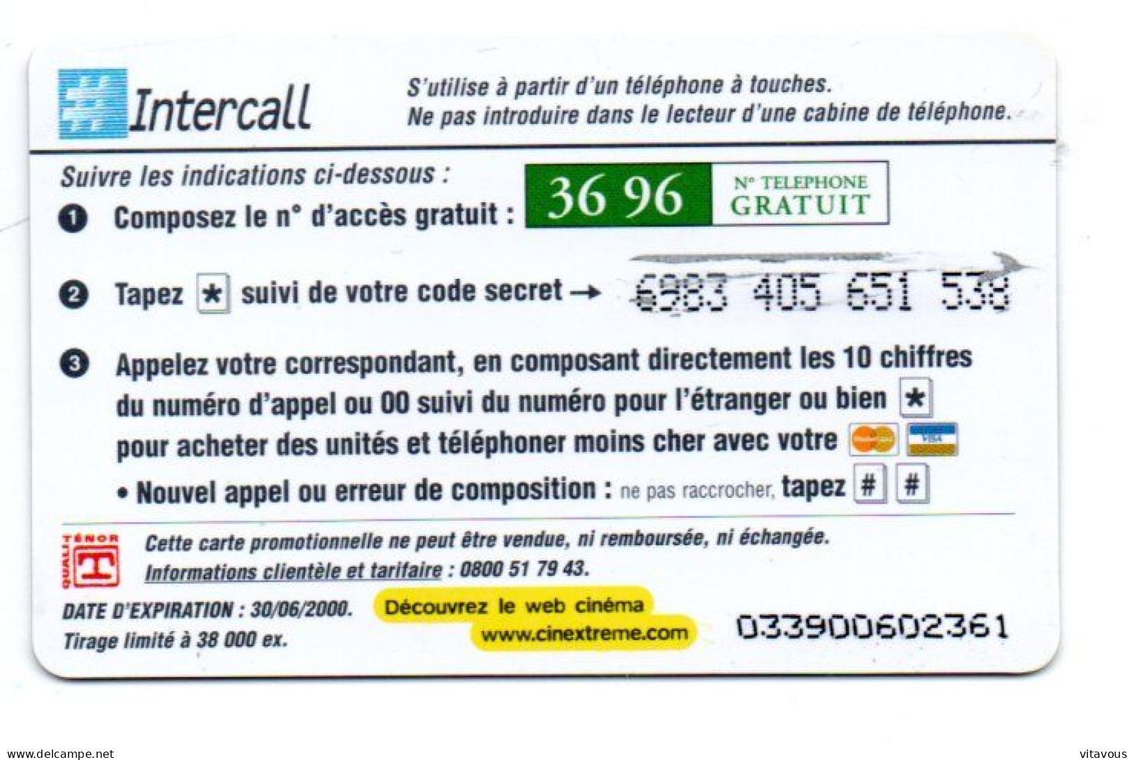 INTERCALL Extrême Gervais - INCL PR42 - Carte Prépayée FRANCE  Phonecard  (K 201) - Cellphone Cards (refills)