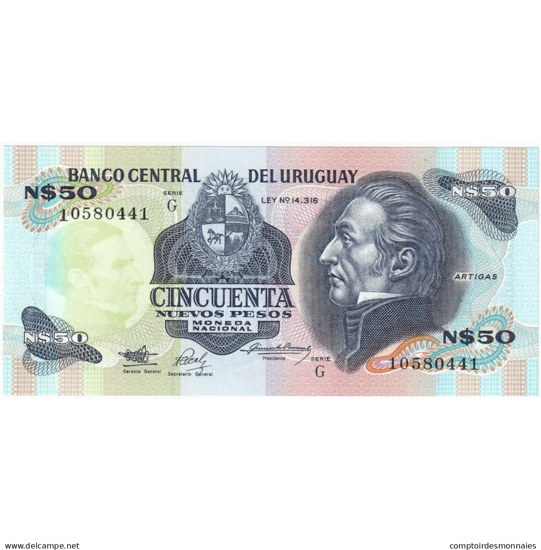 Billet, Uruguay, 50 Nuevos Pesos, Undated (1989), Undated, KM:61a, NEUF - Uruguay