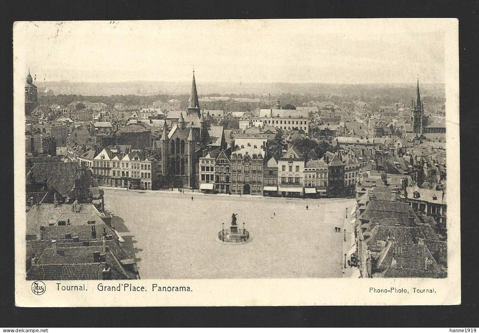 Tournai Grand Place Panorama Cachet 1924 Doornik Htje - Tournai