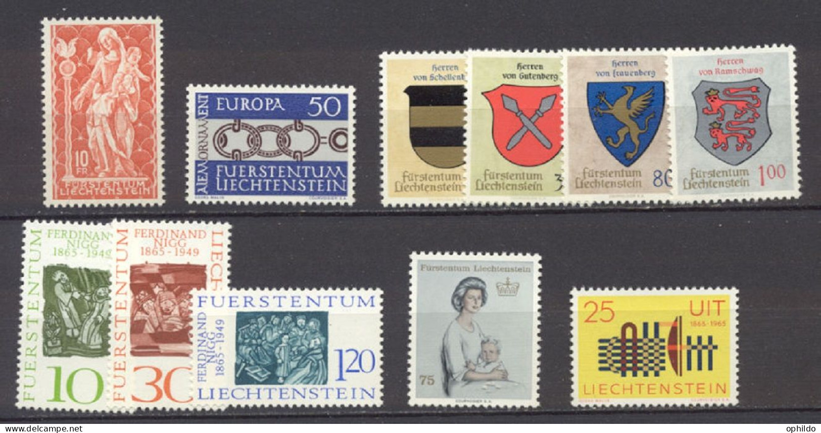 Liechtenstein   Année Complète  1965  * *  TB   Voir Scan Et Description   - Annate Complete
