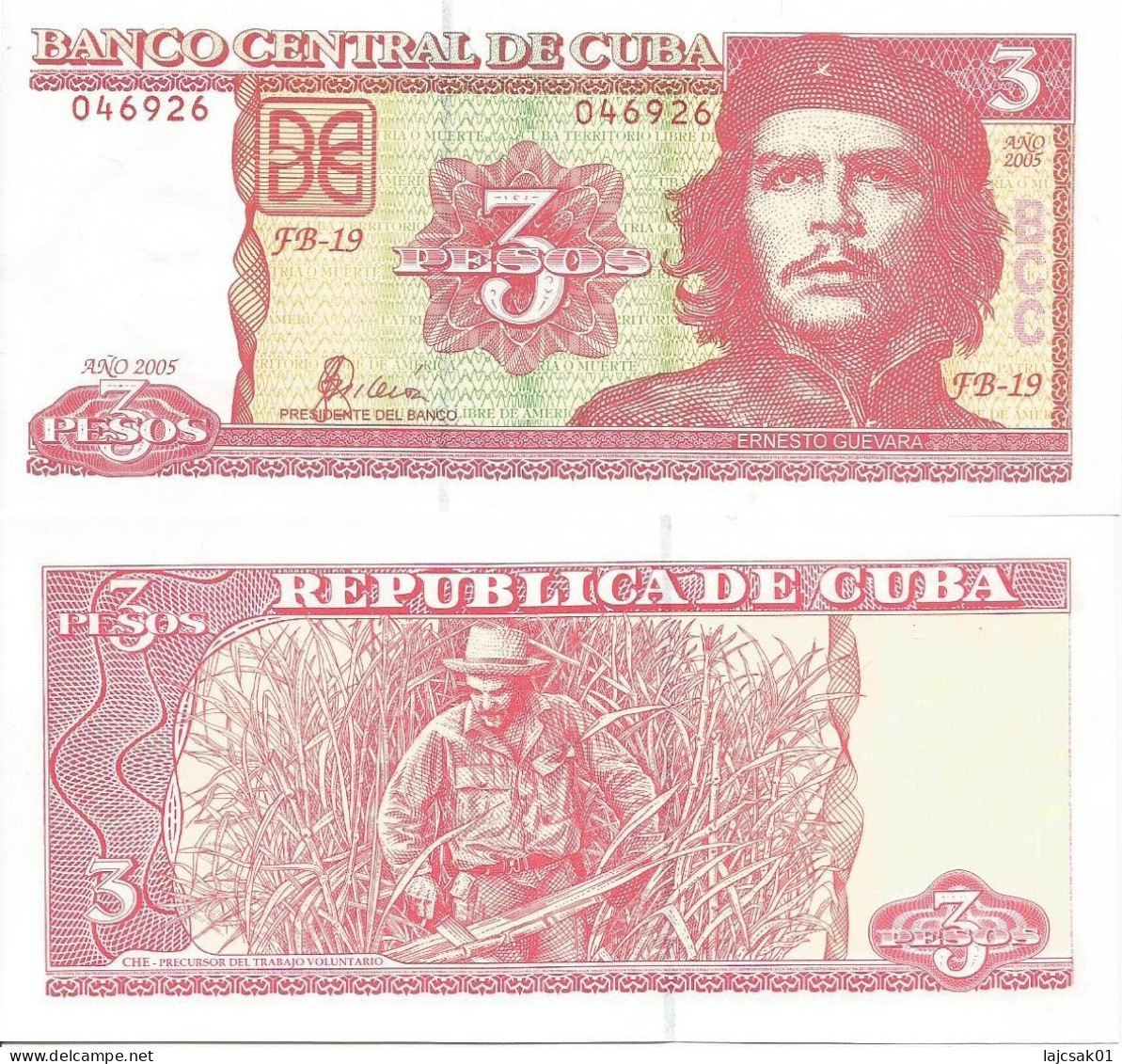 Cuba 3 Pesos 2005. UNC Che Guevara - Cuba