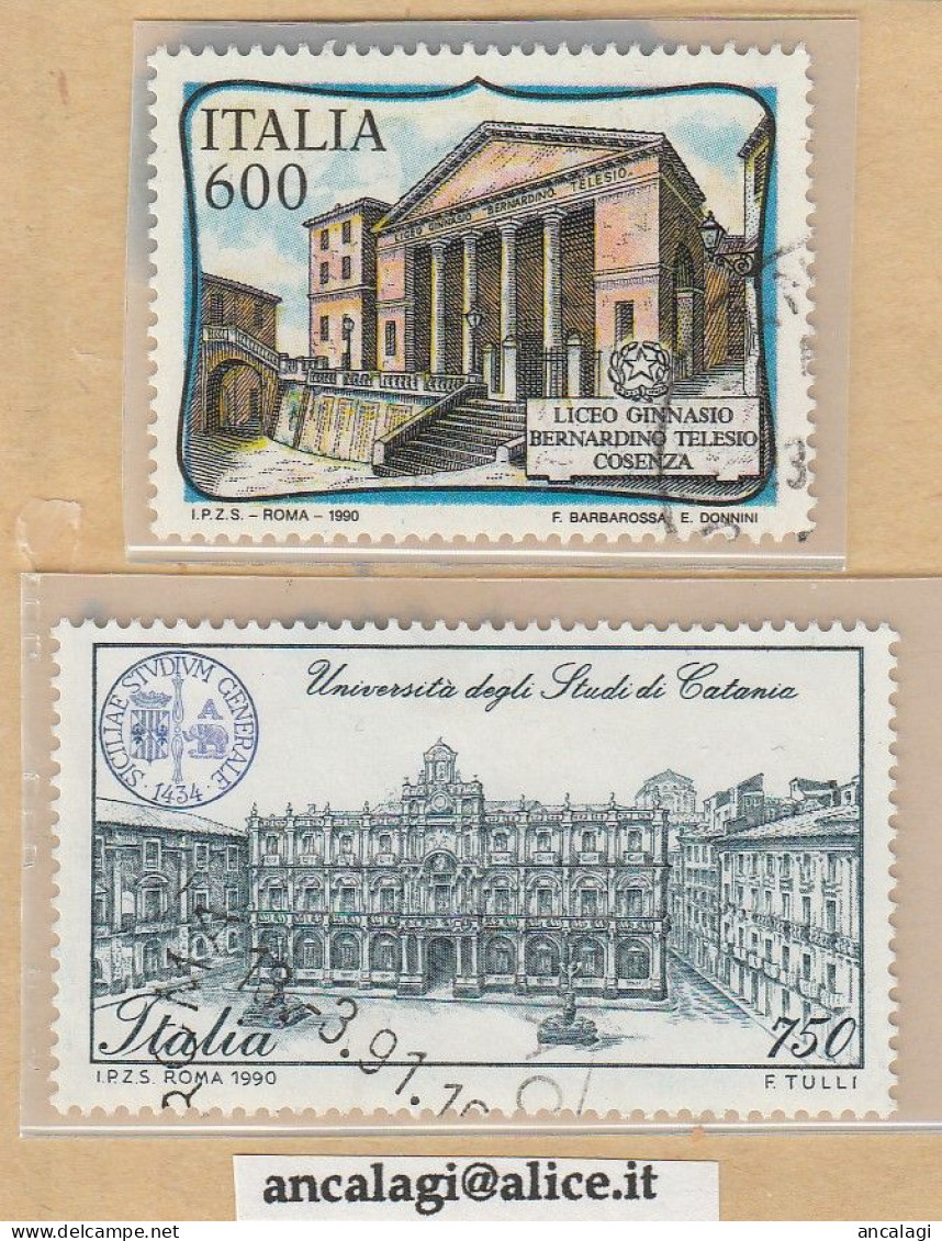 USATI ITALIA 1990 - Ref.0603A "SCUOLE D'ITALIA" Serie Di 2 Val. - - 1981-90: Afgestempeld