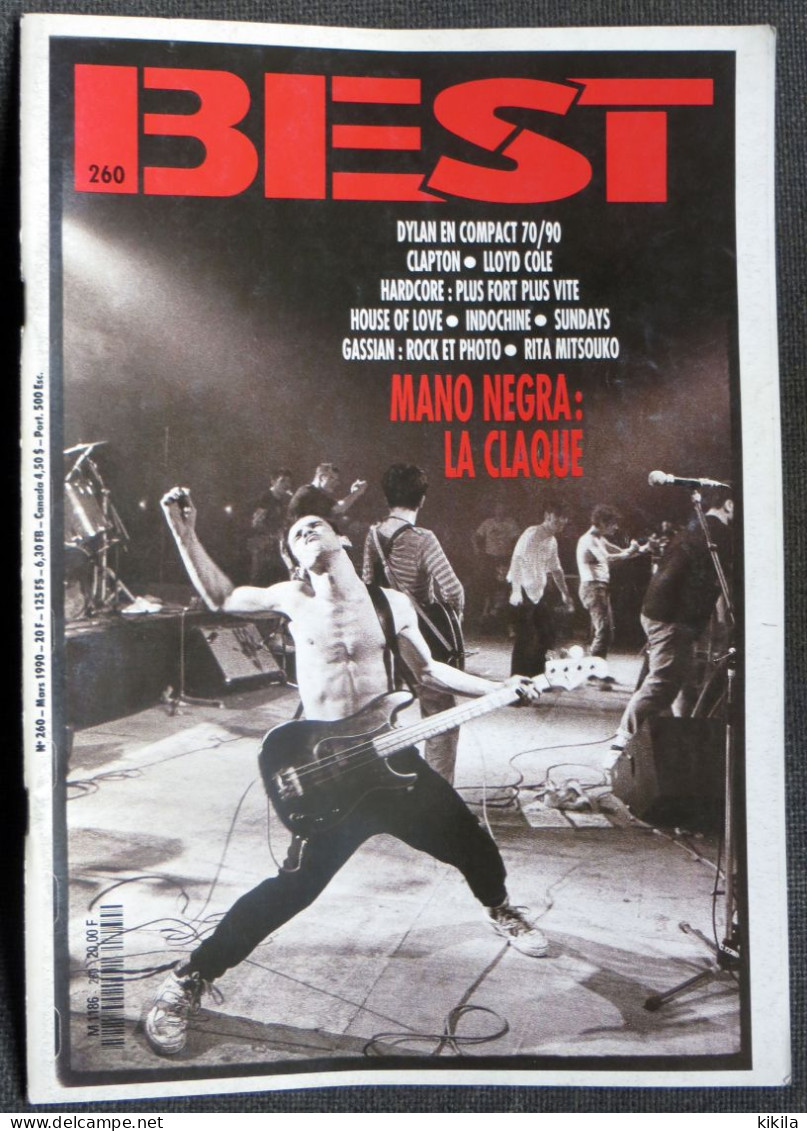 Journal Revue BEST N° 260 Magazine Bob Dylan   Eric Clapton  Mano Negra  Fred Chichin   Lloyd Cole   Indochine - Música