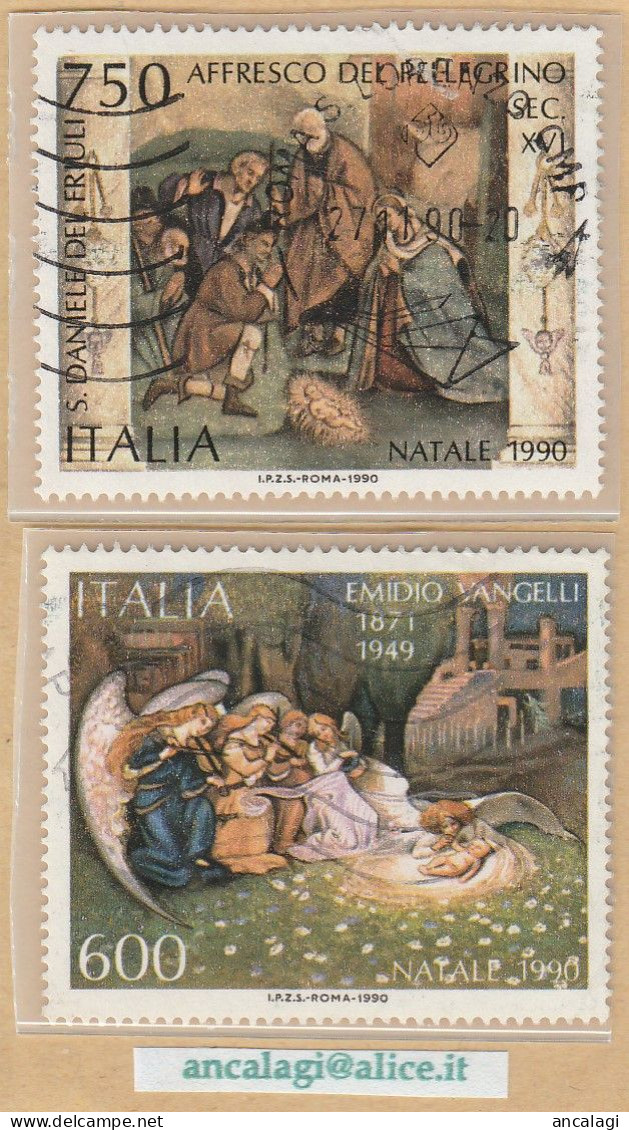 USATI ITALIA 1990 - Ref.0605 "NATALE" Serie Di 2 Val. - - 1981-90: Usati