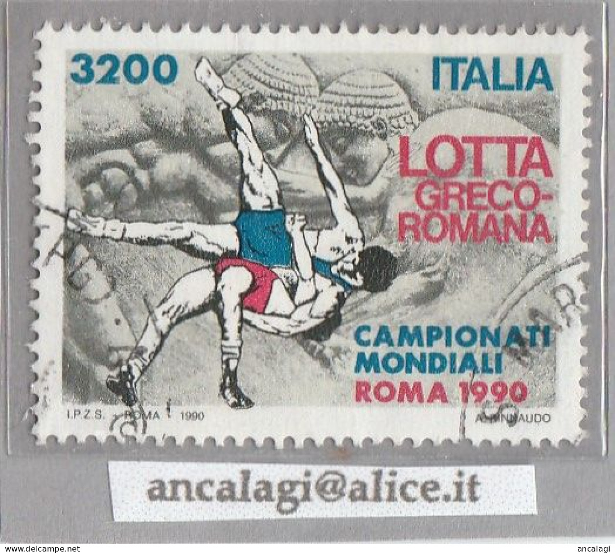 USATI ITALIA 1990 - Ref.0606 "LOTTA GRECO-ROMANA" 1 Val. - - 1981-90: Usati