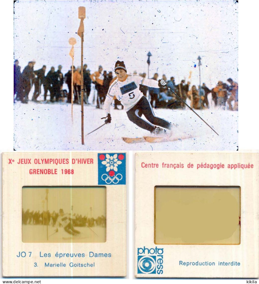 Diapositive N°3 Les Jeux Olympiques D'Hiver Grenoble 1968 JO 7 Les épreuves Dames MARIELLE GOITSCHEL - Diapositives