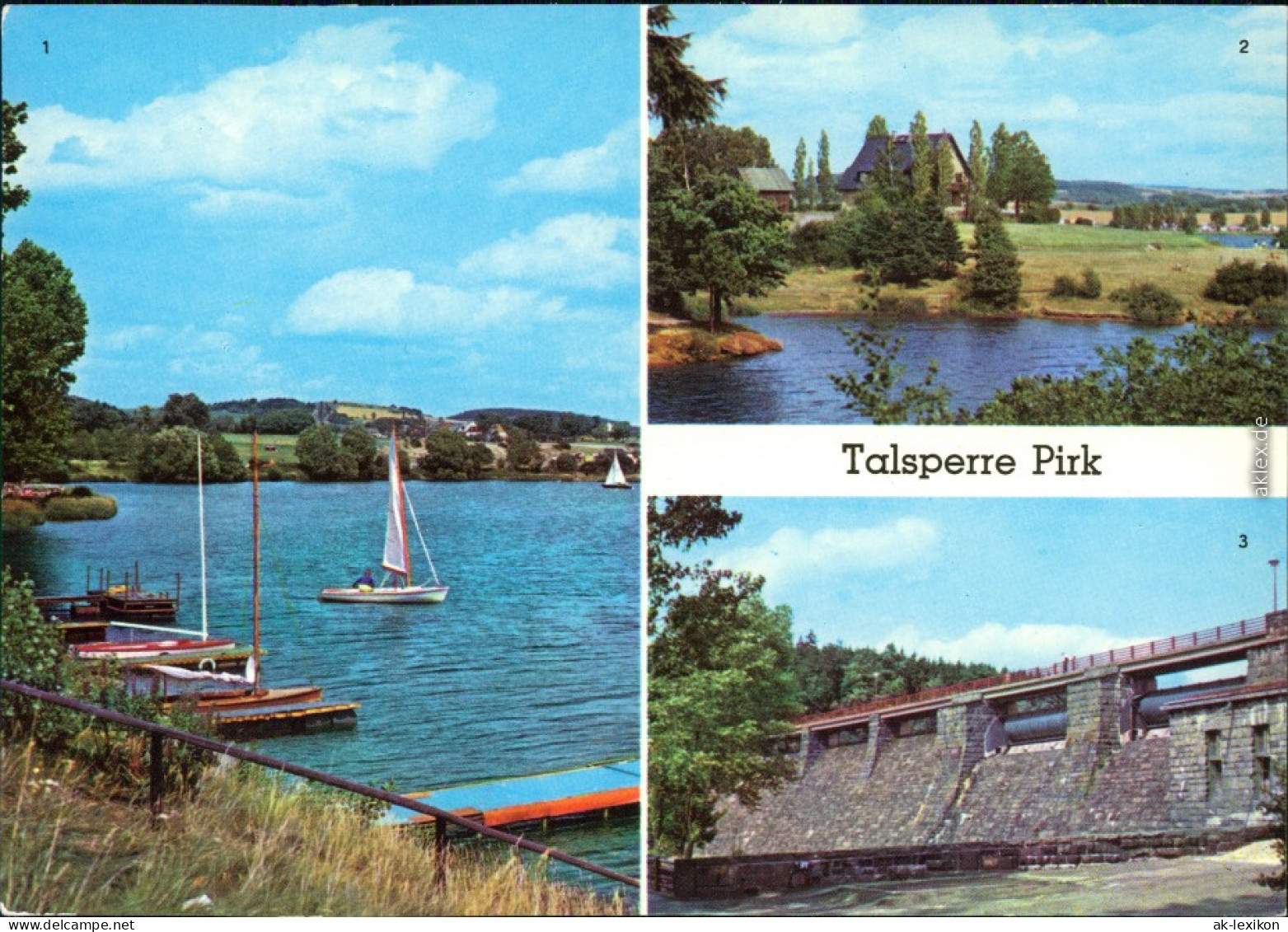 Oelsnitz (Vogtland) Talsperre Pirk, Strandcafé, Sperrmauer, Segelboote 1980 - Oelsnitz I. Vogtl.