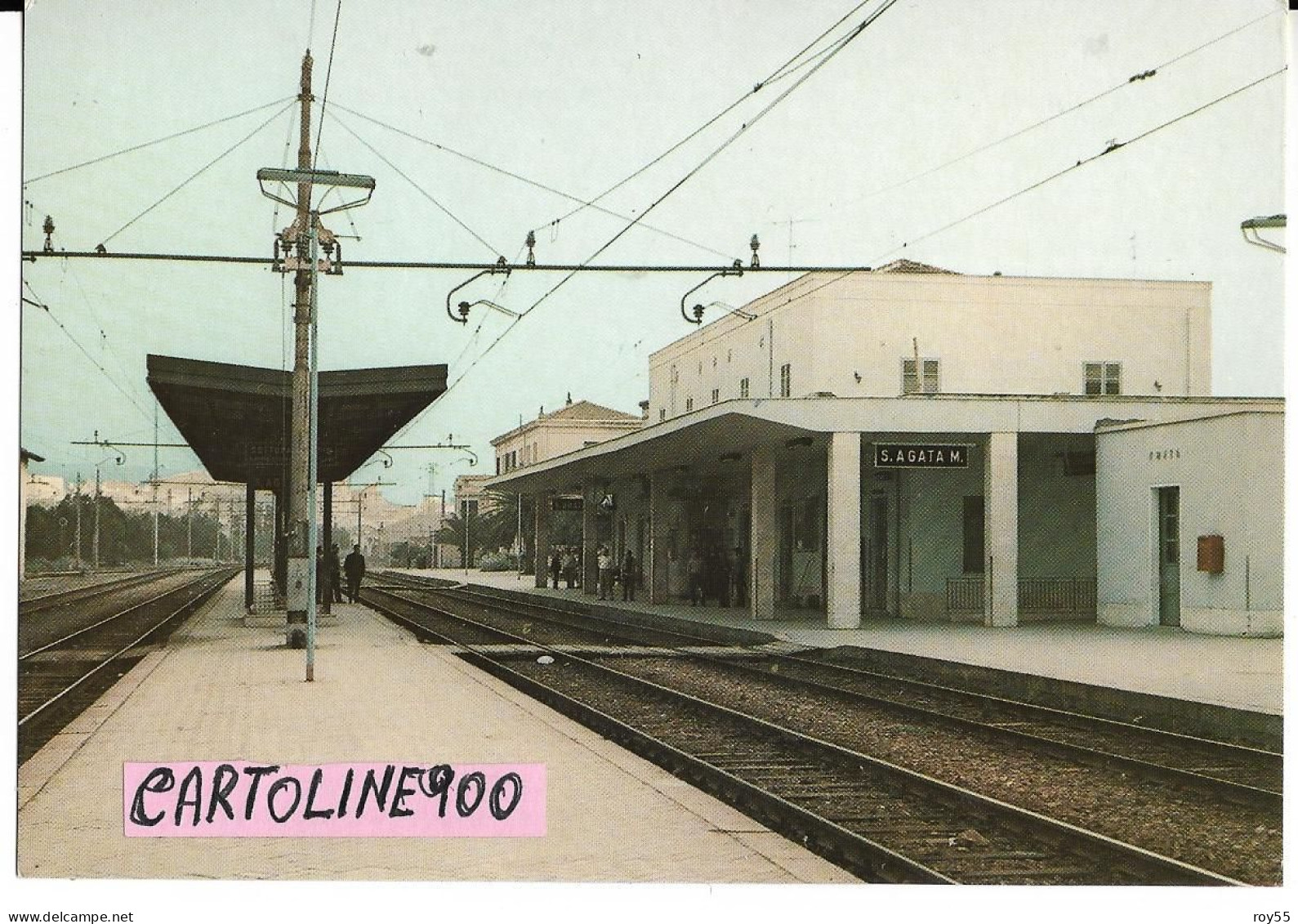 Sicilia Messina S.agata Di Militello Stazione Ferroviaria Veduta Interno Stazione Di S.agata Fine Anni 60 (v./retro) - Estaciones Sin Trenes