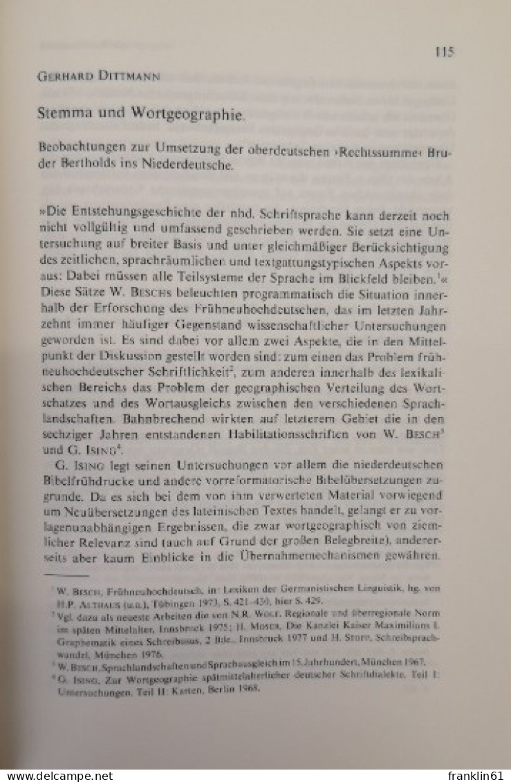 Die Rechtssumme Bruder Bertholds. Teil: Untersuchungen.