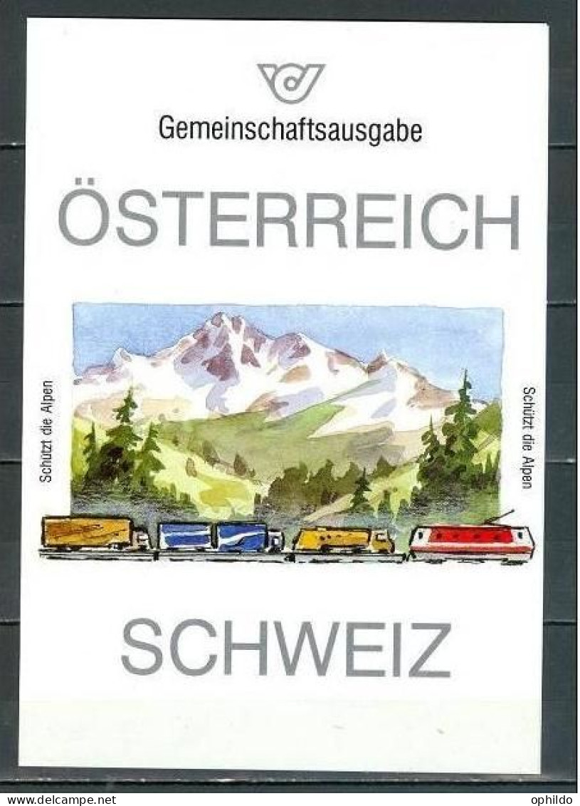 Autriche Carte Avec Emission Conjointe Suisse Et Autriche Sur La Protection Des Alpes - Protezione Dell'Ambiente & Clima