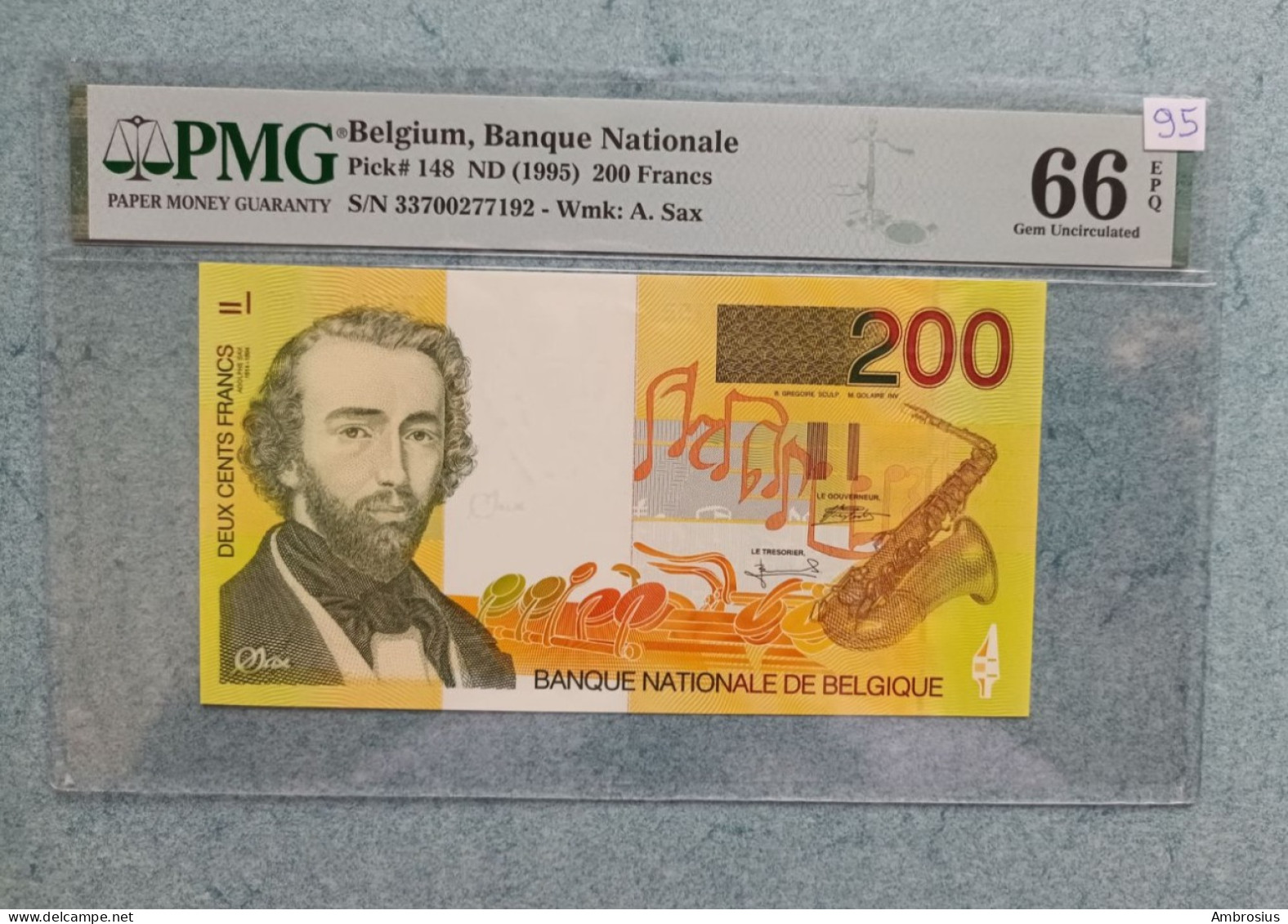 Belgium # P148#  200 Francs SAX PMG 66EPQ! - Autres & Non Classés