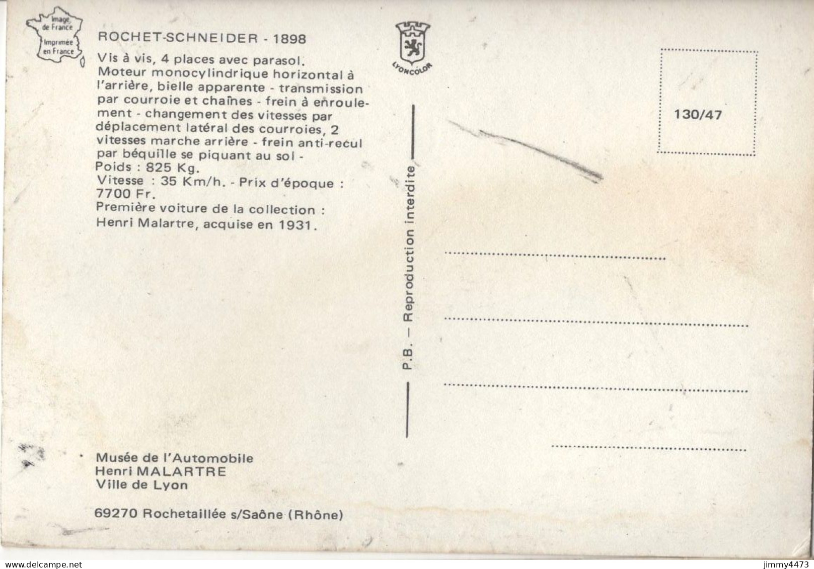 CPM - ROCHET-SCHNEIDER 1898 - Vis à Vis 4 Places Avec Parasol + Texte Au Dos - Voitures De Tourisme