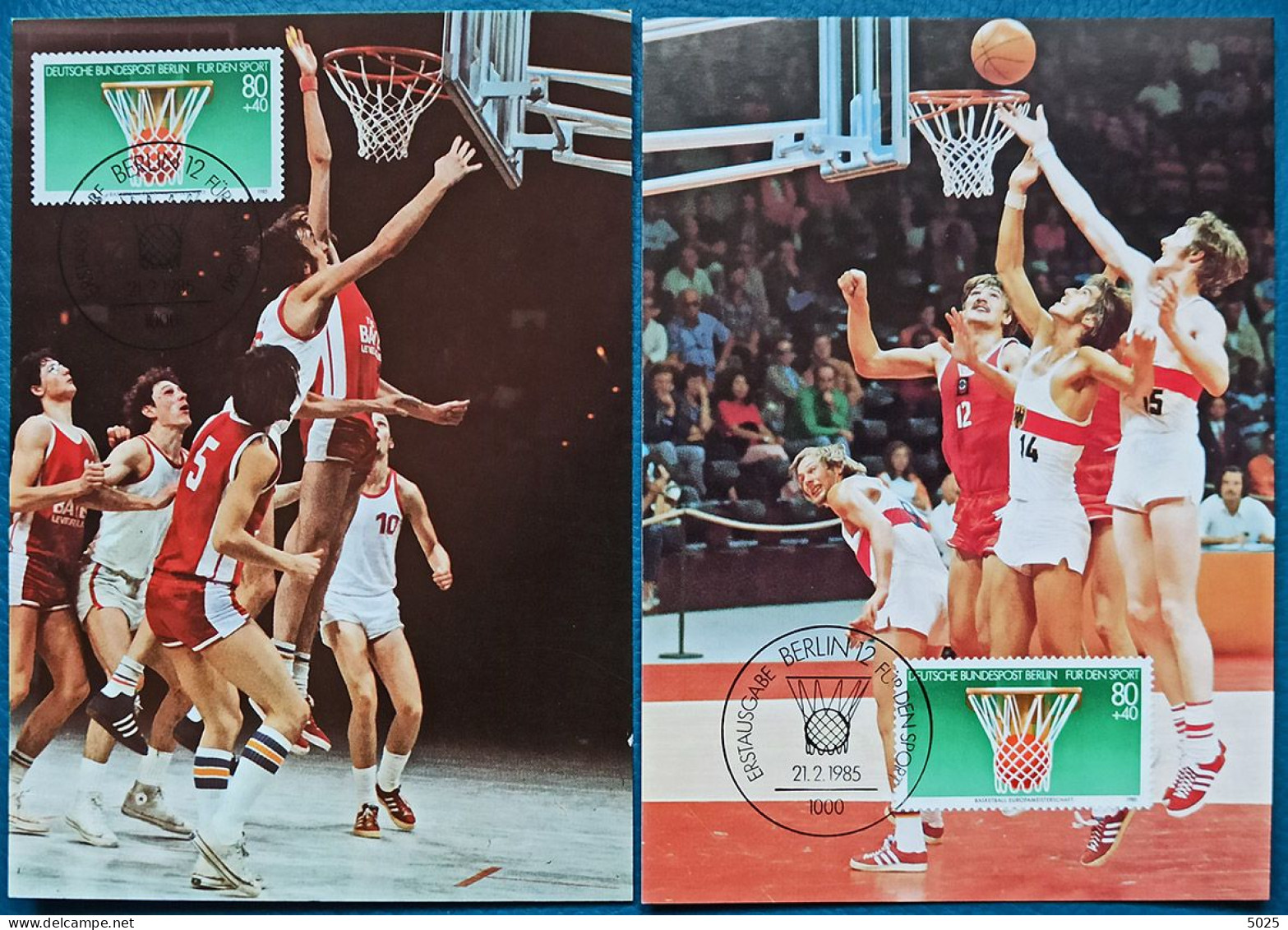 1985 - ALLEMAGNE - Lot De 2 Cartes Maximum 1er Jour Baskett-ball - Pallacanestro