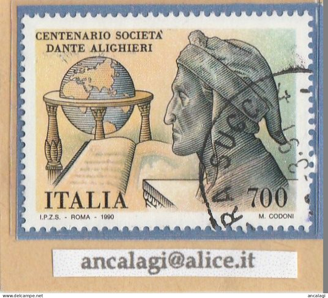 USATI ITALIA 1990 - Ref.0610 "SOCIETA' DANTE ALIGHIERI" 1 Val. - - 1981-90: Afgestempeld