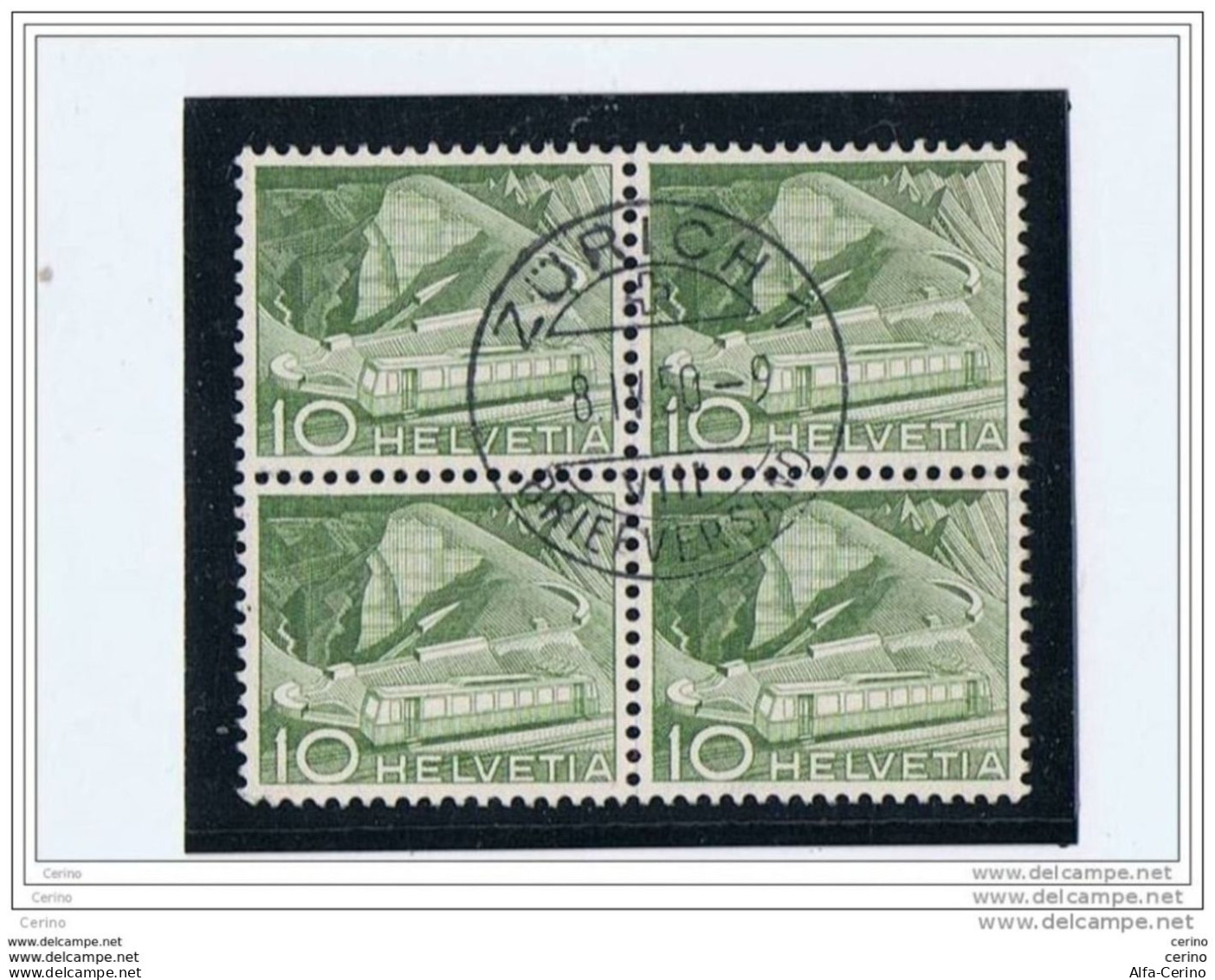 SVIZZERA:  1949  TECNICA  -  10 C. VERDE  BL. 4  US. -  YV/TELL. 483 - Libretti