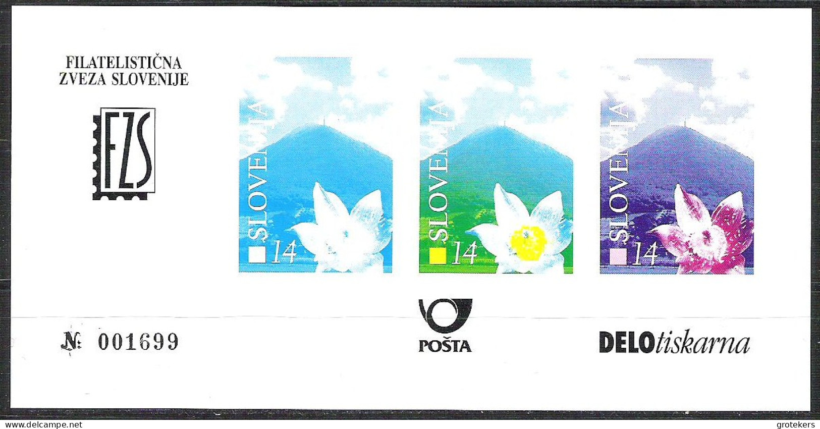 SLOVENIJA Flower And The Mountain Boc On Stamp And Color Sheet  ** - Slovenia