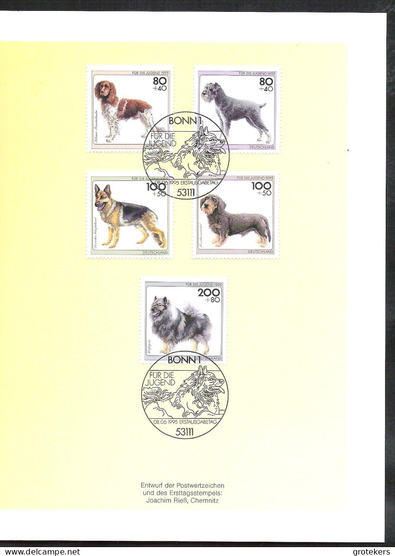 DEUTSCHLAND 1995 Für Die Jugend Hunde Michel 1797/1801 Sonderumschlag FDC Abstemplung  Dogs  Chiens - Honden