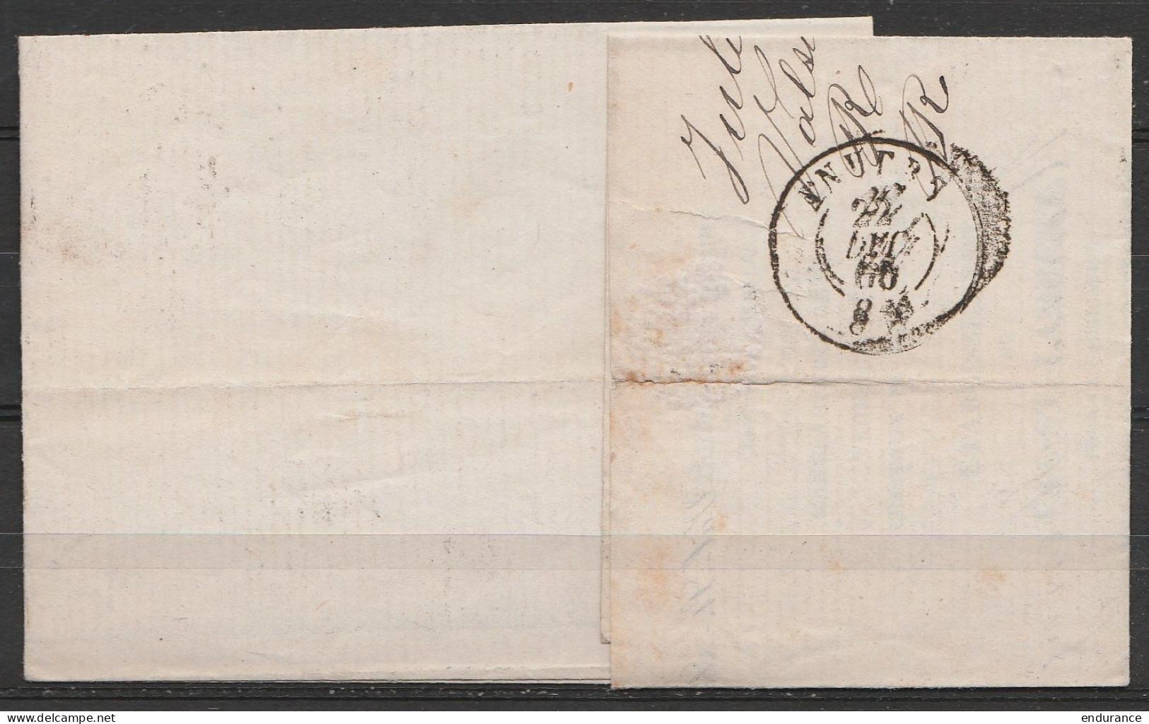 L. Affr.N°18 Lpts 322 Càd SERAING /21 DEC 1866 Pour ANVERS (au Dos: Càd Anvers) - 1865-1866 Perfil Izquierdo