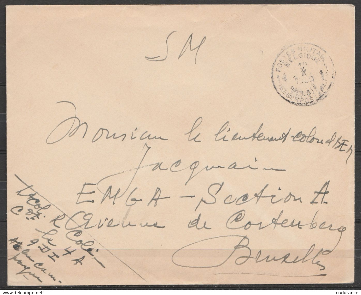 L. En S.M. (Service Militaire) Franchise - Càd POSTES MILITAIRES BELGIQUE 14/12 X 1939 Du Commandant Du 4A (Artillerie)  - Lettres & Documents