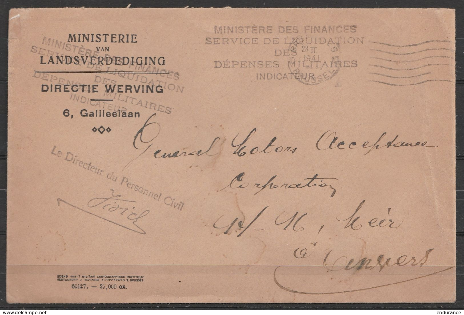 L. Entête En S.M. (Service Militaire) Franchise - Flam. 28 II 1941 - Griffe "MINISTERE DES FINANCES/SERVICE DES LIQUIDAT - Cartas & Documentos