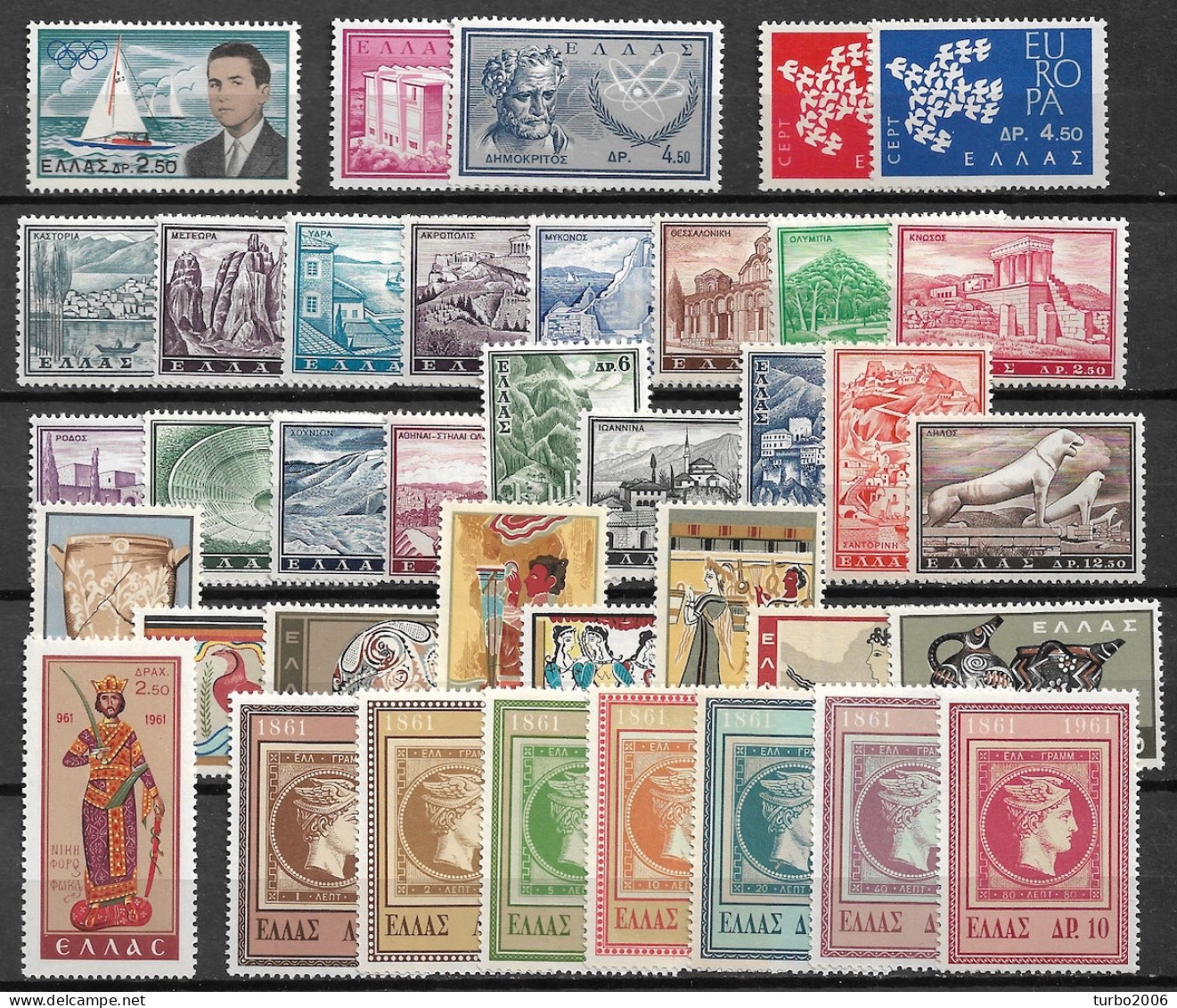 GREECE 1961 Complete All Sets MNH Vl. 812 / 849 - Full Years