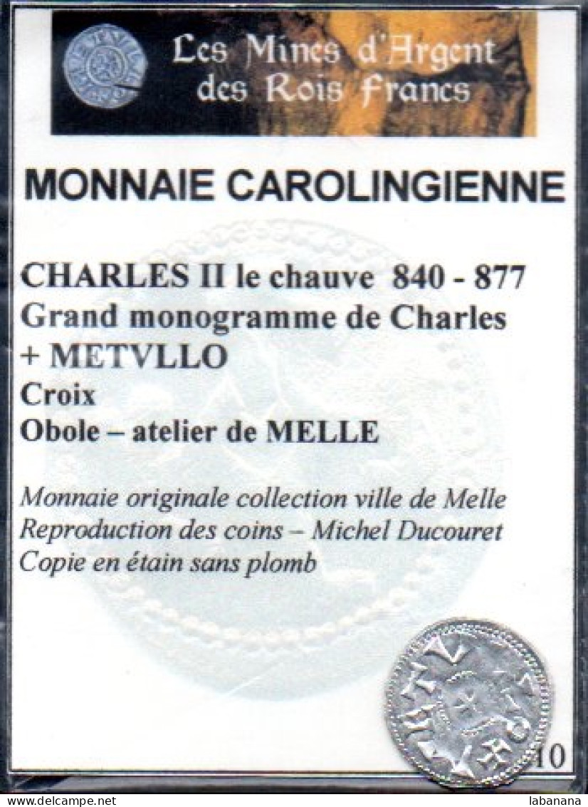 669-France Reproduction Monnaie Charles II Le Chauve Obole N°10 - Valse Munten