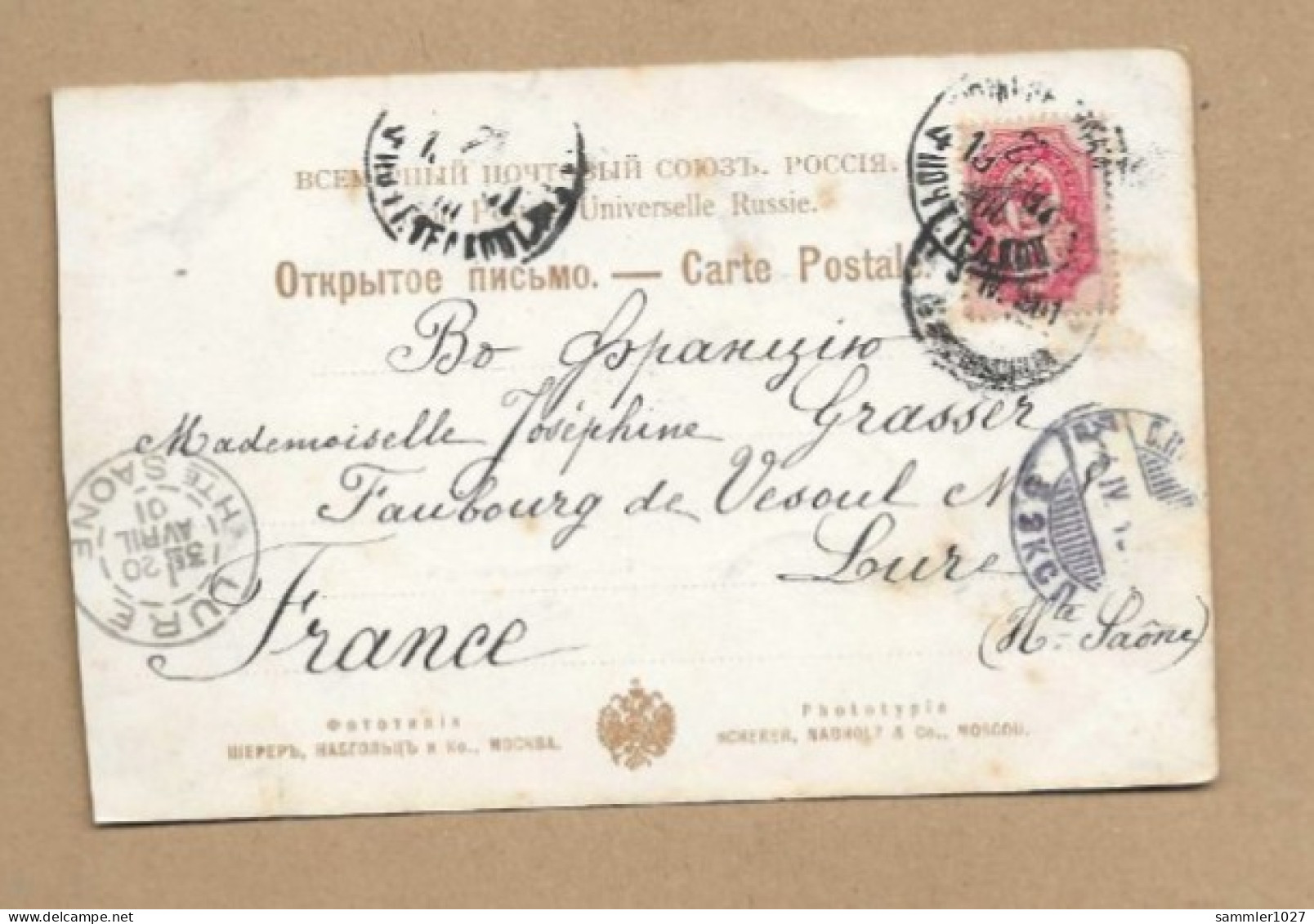 Los Vom 13.04 -  Heimatbeleg Aus Petersburg Nach Lure 1901  Ansichtskarte - Lettres & Documents