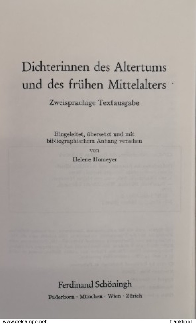 Dichterinnen Des Altertums Und Des Frühen Mittelalters. - 4. Neuzeit (1789-1914)