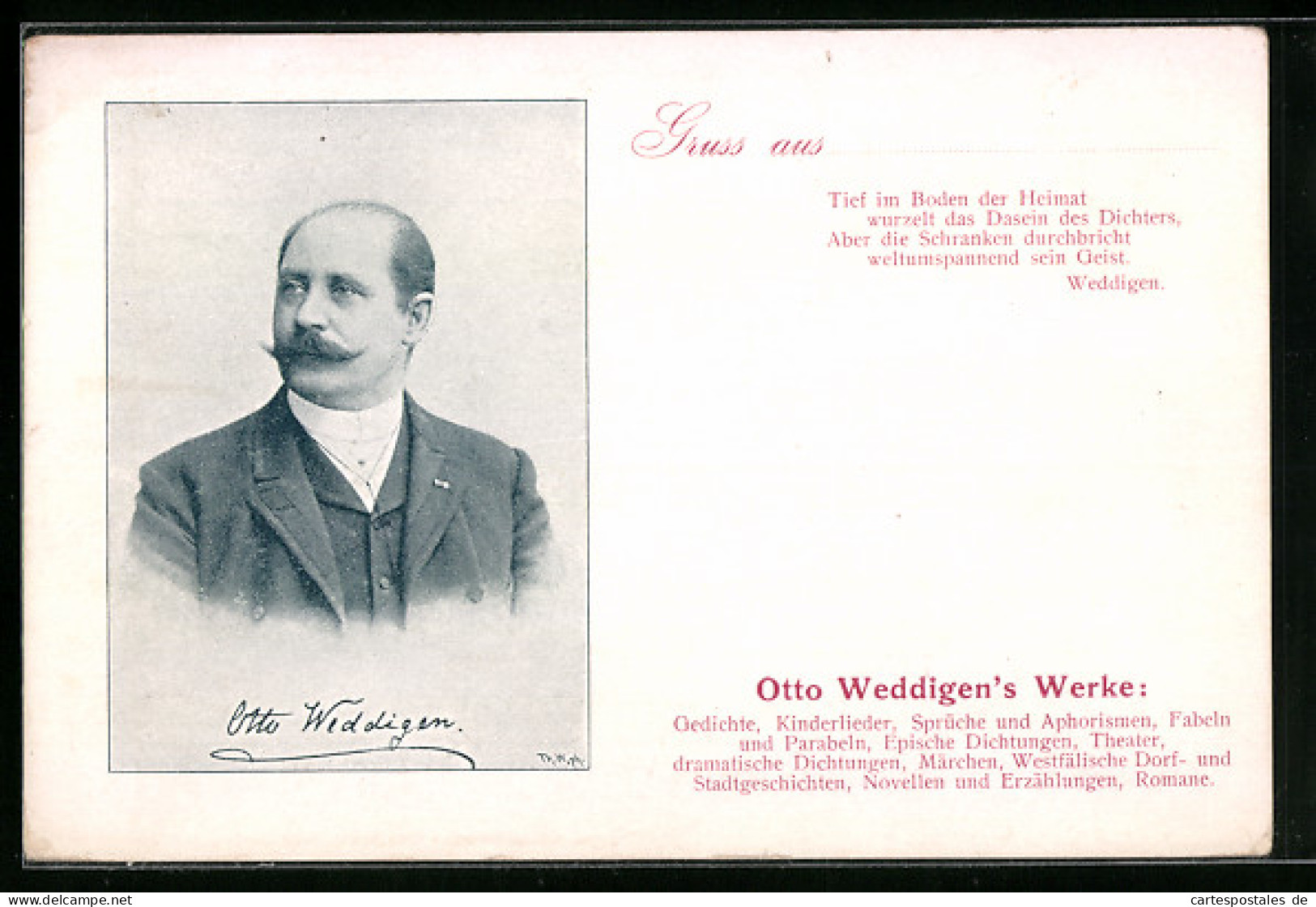 AK Portrait Von Otto Weddigen, Tief Im Boden Der Heimat...  - Scrittori