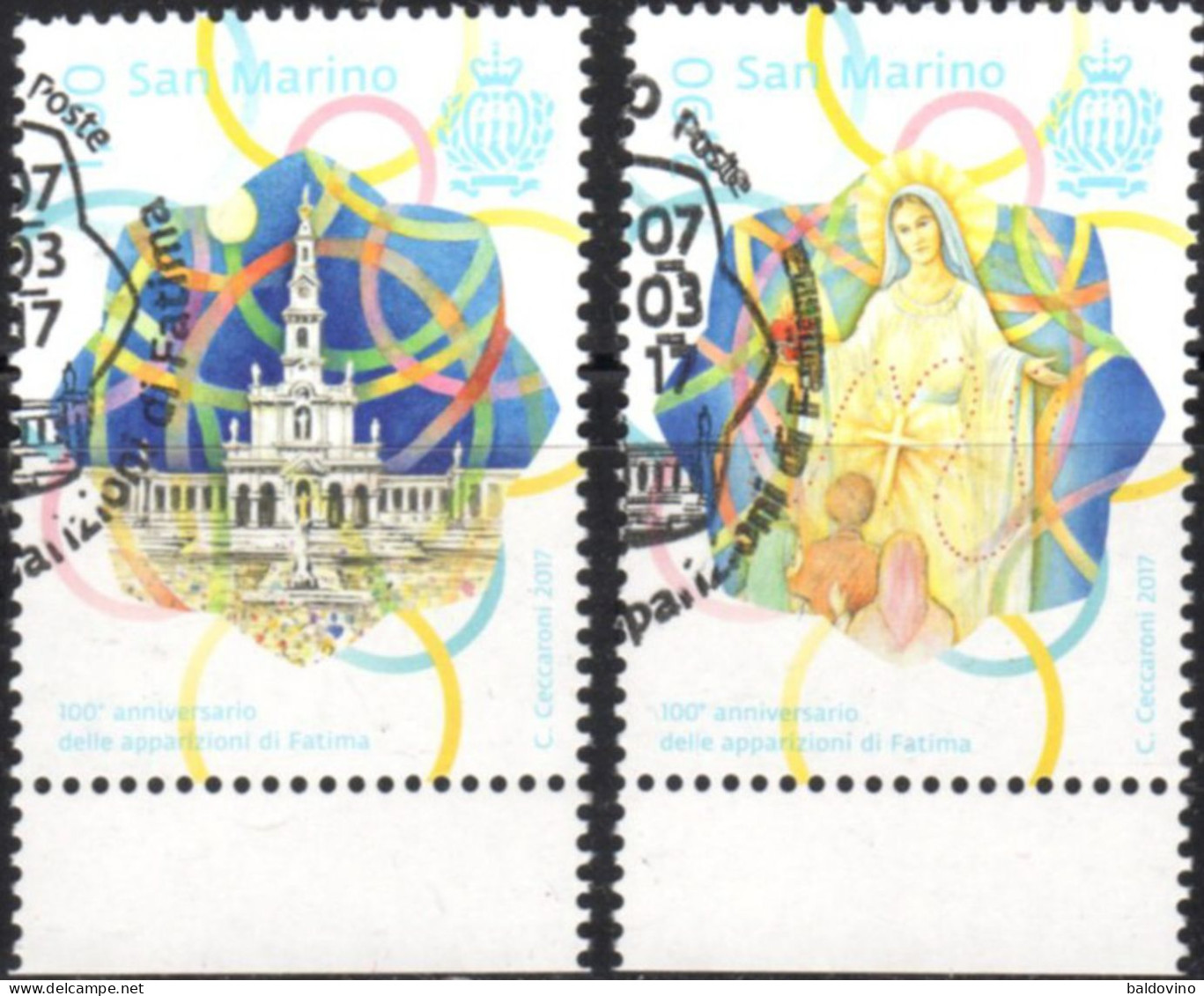 S. Marino 2017 Lotto 9 Valori Annullo 1° Giorno - Used Stamps