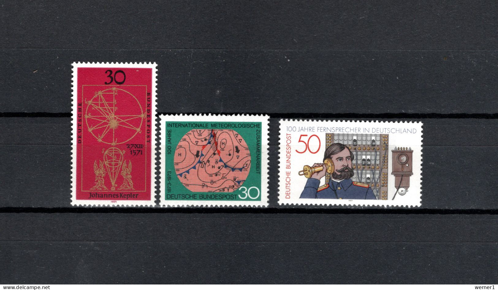 Germany 1971/1977 Space, Johannes Kepler, Meteorology, Telephone 3 Stamps MNH - Europa