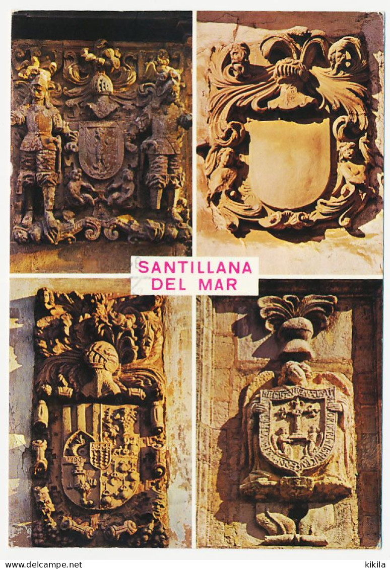 CPSM / CPM 10.5 X 15 Espagne (75) SANTILLANA DEL MAR (Santander) Blasons De Santillana  Sculptés - Cantabria (Santander)
