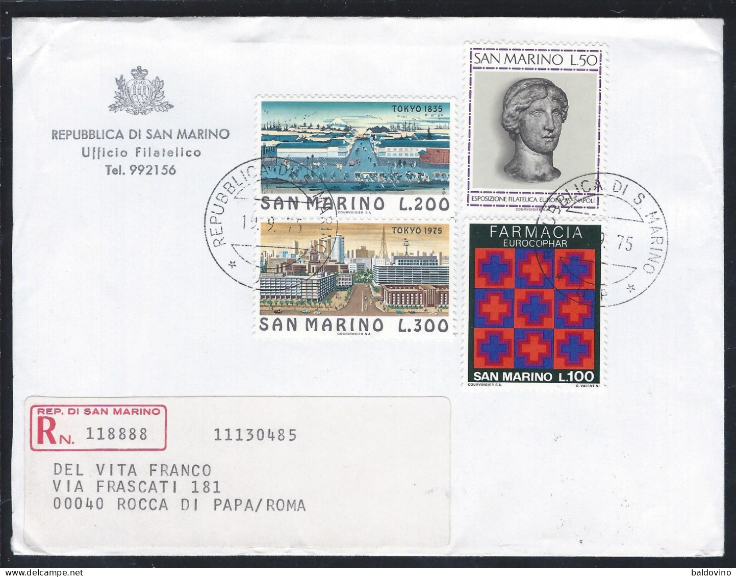 S. Marino 1975 1 Busta FDC Serie Complete 4 Valori. - FDC