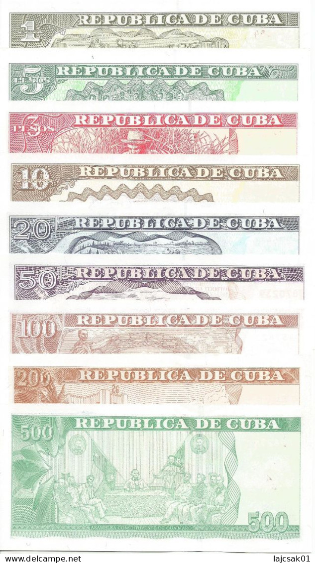 Cuba 2005 - 2022. UNC Set : 1 3 5 10 20 50 100 200 500 Pesos - Kuba