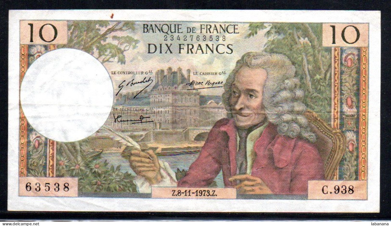 692-France 10fr 1973Z C938 - 10 F 1963-1973 ''Voltaire''