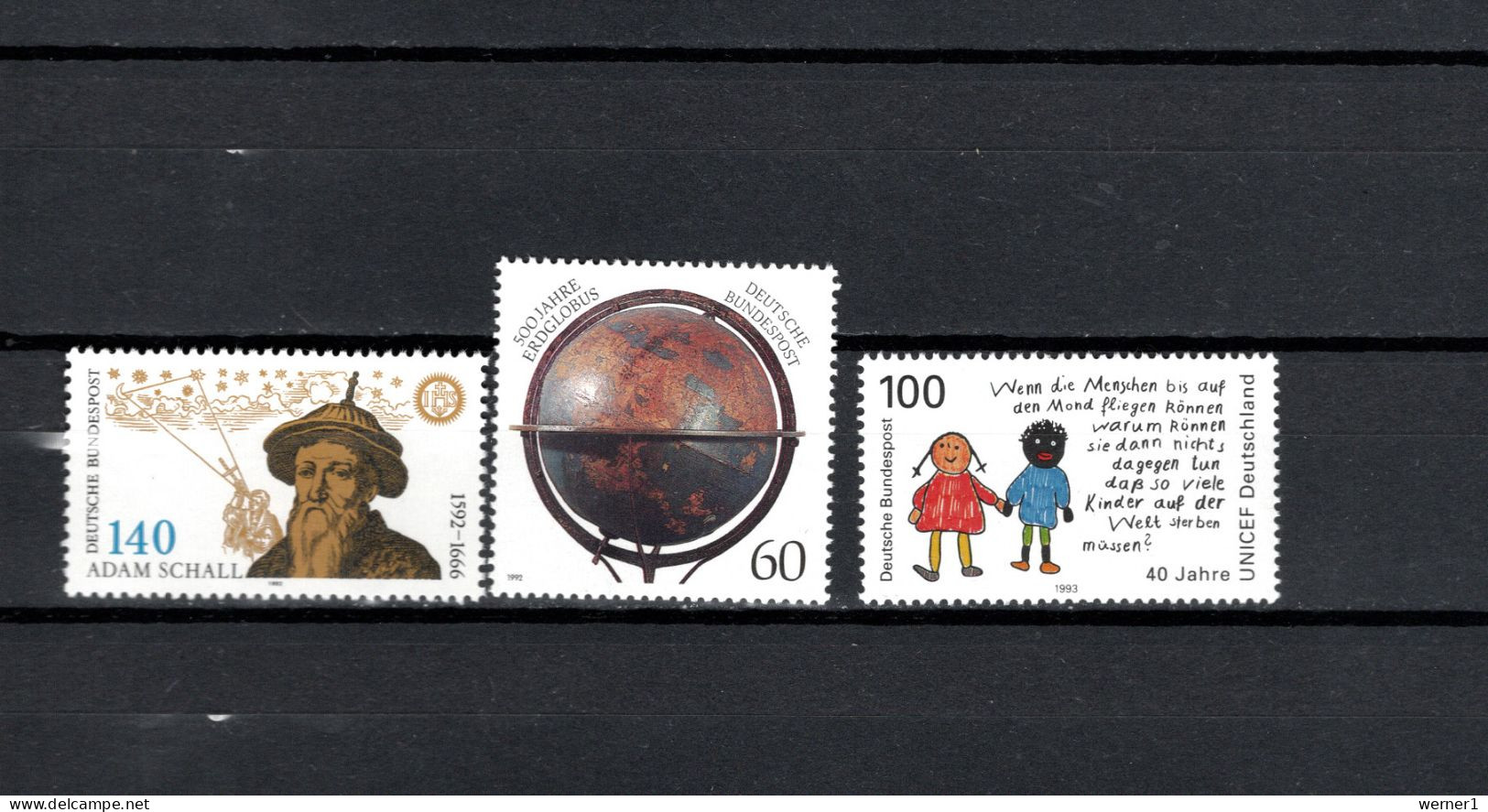 Germany 1992/1993 Space, Johannes Schall Von Bell, Globus, UNICEF 3 Stamps MNH - Europa