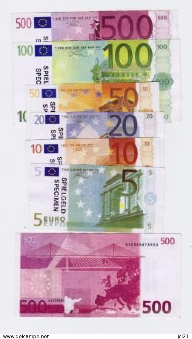 6 Billets Factices " Euro SPIIELGELD SPECIMEN " Sans Valeur Marchande [Fictif, Spécimen, Fac-similé] (2493)_numi90 - Ficción & Especímenes