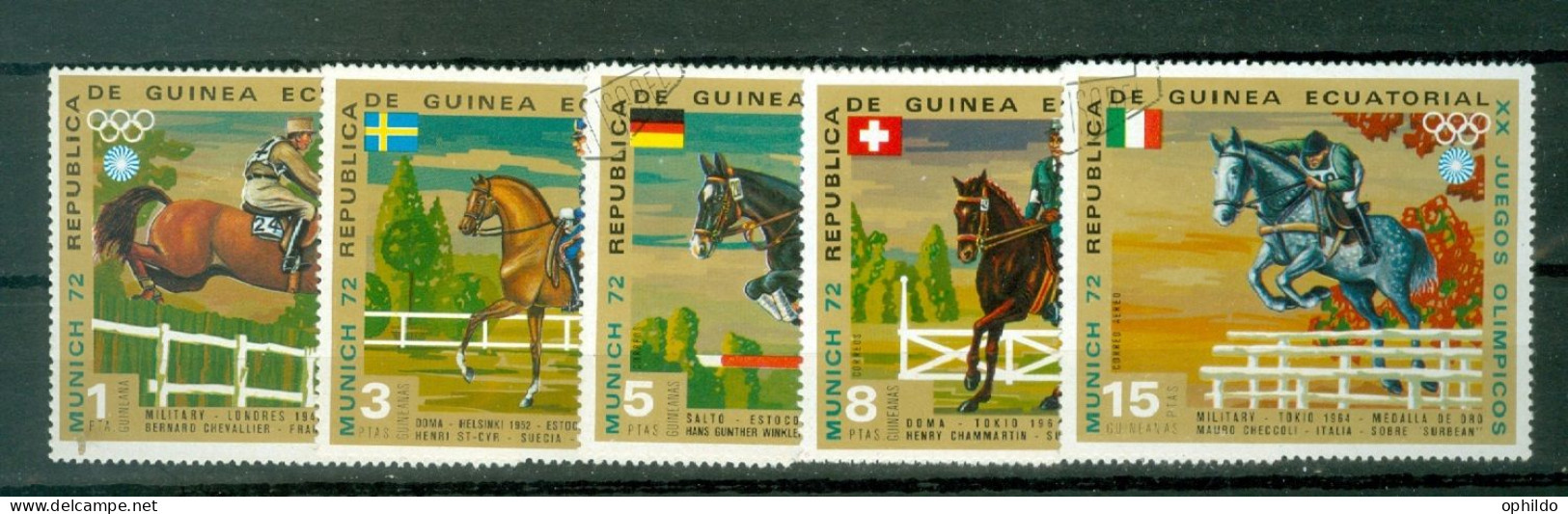 Guinée Equatoriale   5 Valeurs Obli  TB   Equitation   - Chevaux