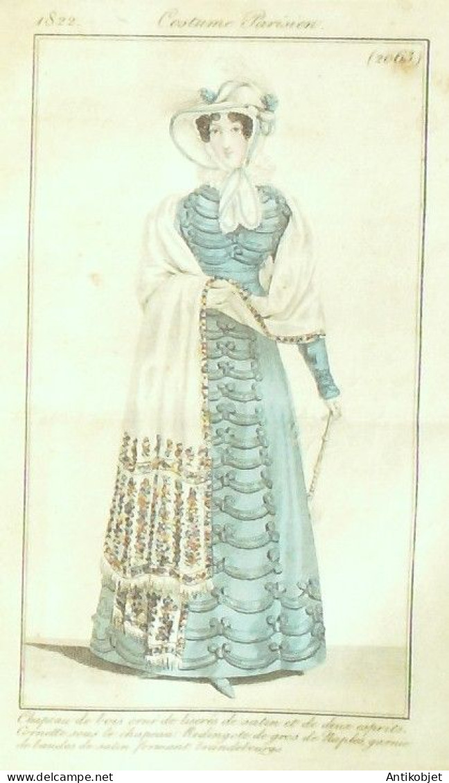 Journal des Dames & des Modes 1822 Costume Parisien Année complète 84 planches aquarellées