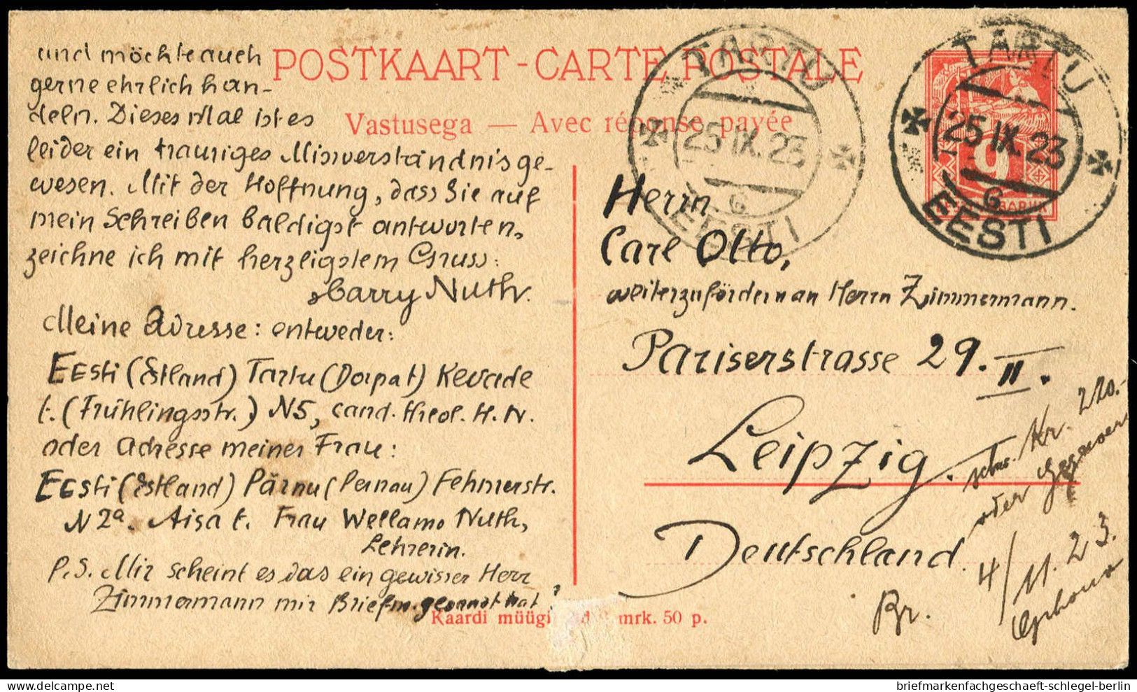 Estland, 1923, P 4, Brief - Estonia