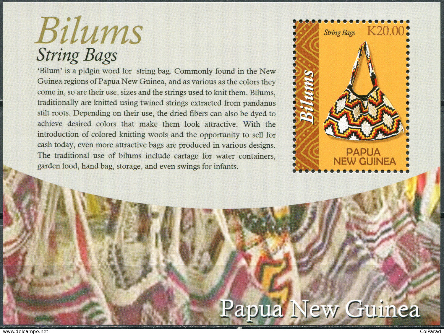 PAPUA NEW GUINEA - 2020 - SOUVENIR SHEET MNH ** - Bilums - Papua New Guinea