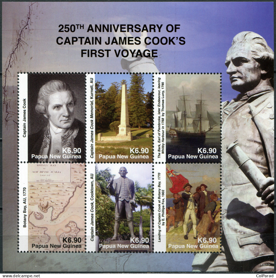 PAPUA NEW GUINEA - 2018 - M/S MNH ** - 250th Anniv. Of Capt. Cook's First Voyage - Papúa Nueva Guinea