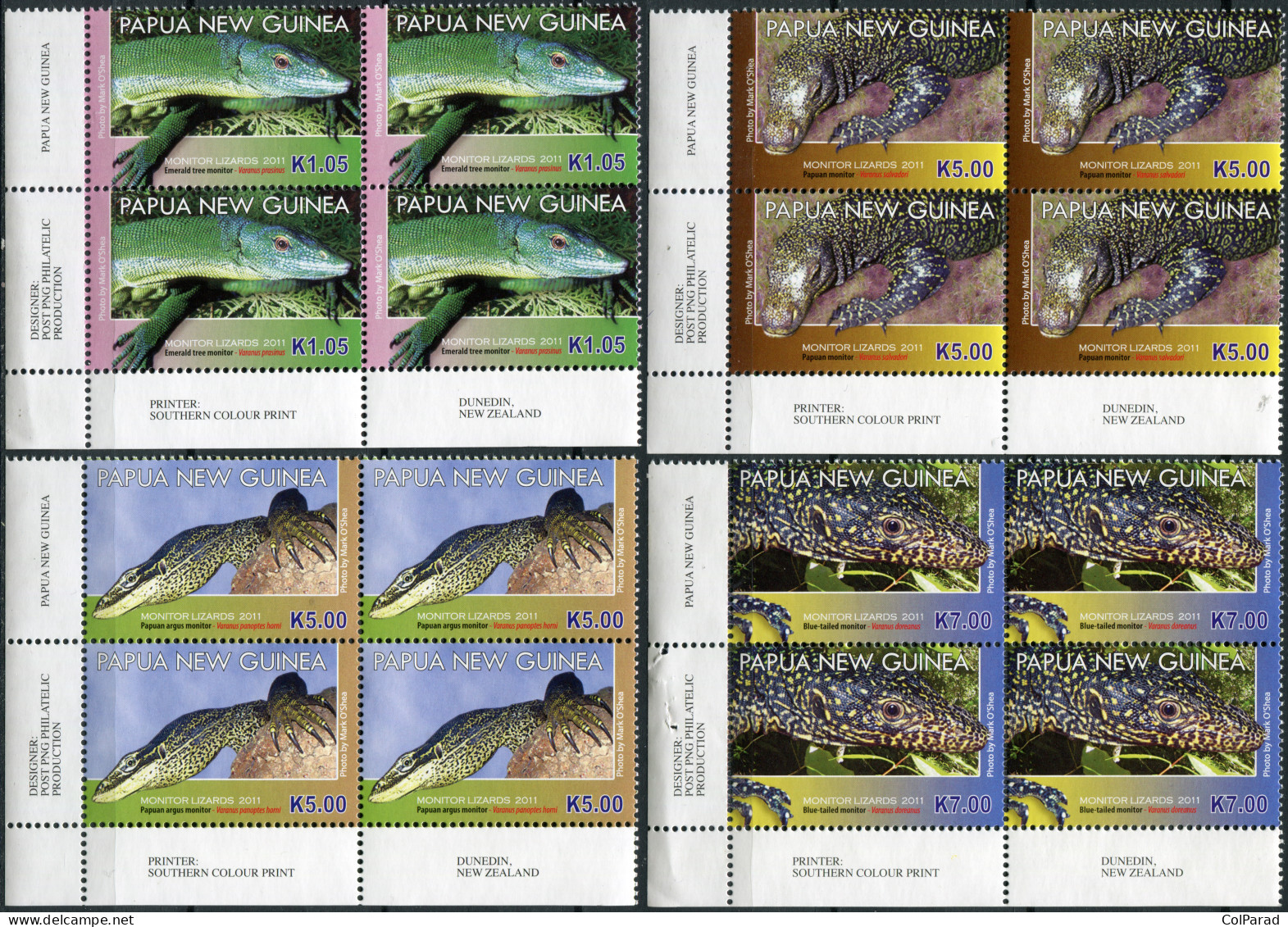 PAPUA NEW GUINEA - 2011 - SET MNH ** - Monitor Lizards. Lower Left Corner - Papúa Nueva Guinea