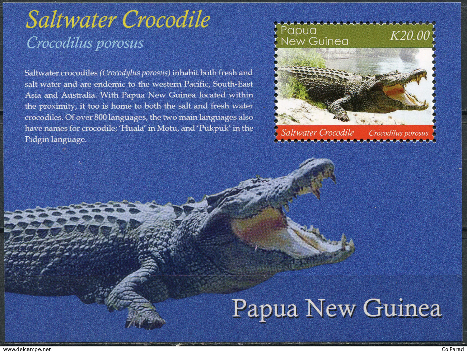 PAPUA NEW GUINEA - 2020 - SOUVENIR SHEET MNH ** - Saltwater Crocodile - Papua-Neuguinea