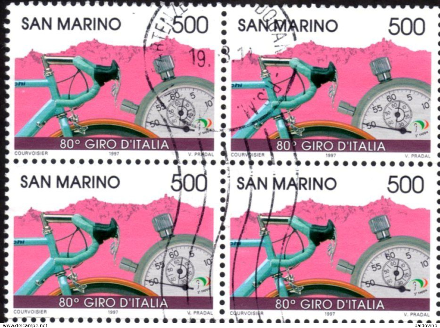 S. Marino 1997 Giro D'Italia Quartina Usata - Blocks & Sheetlets