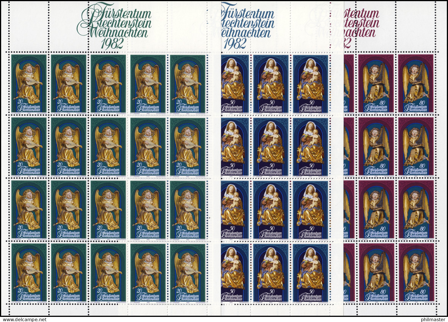 813-815 Weihnachten - Engel Und Madonna 1982, 3 Werte, Kleinbogen-Satz ** - Unused Stamps