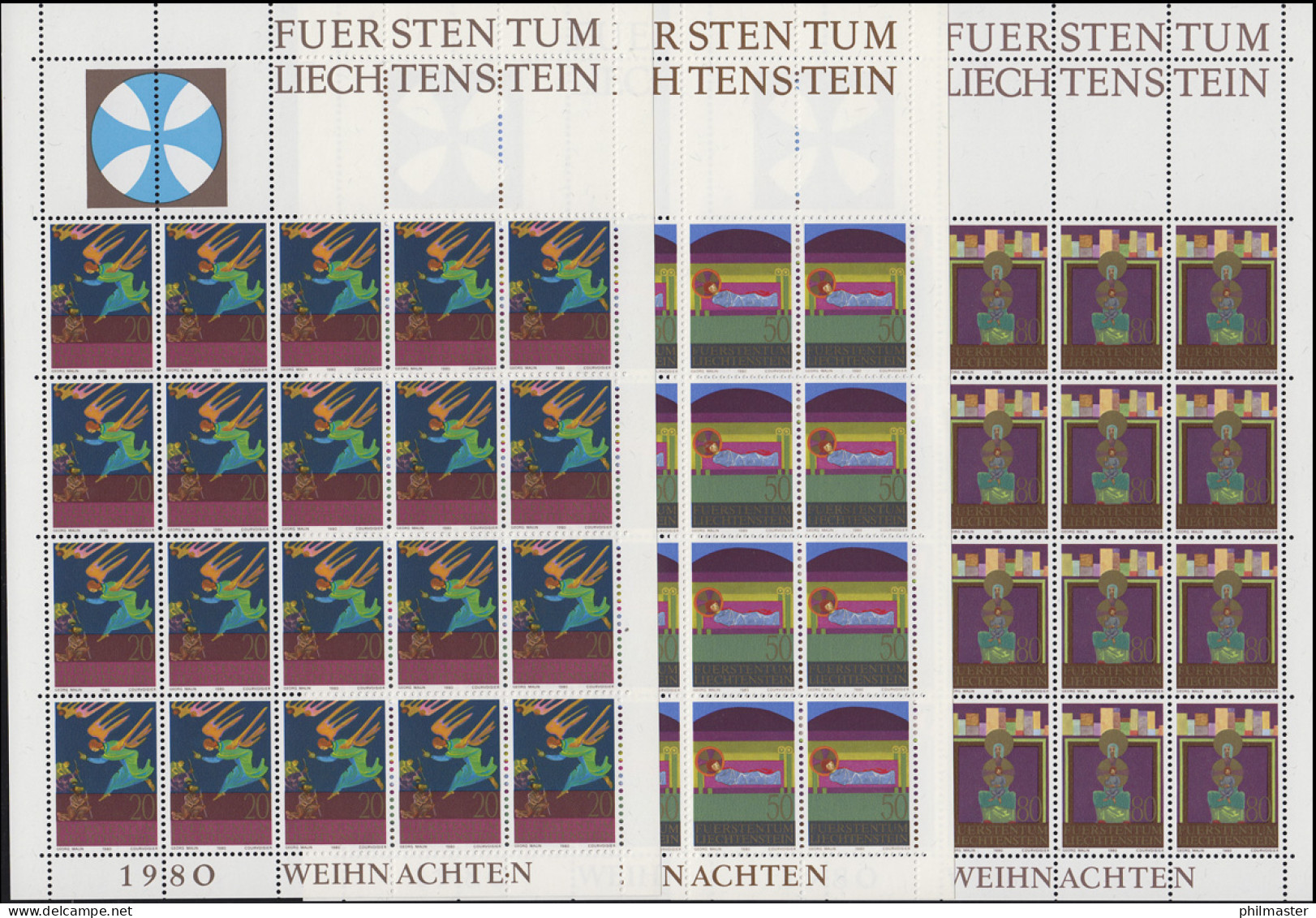 761-763 Weihnachten 1980, 3 Werte, Kleinbogen-Satz ** - Unused Stamps