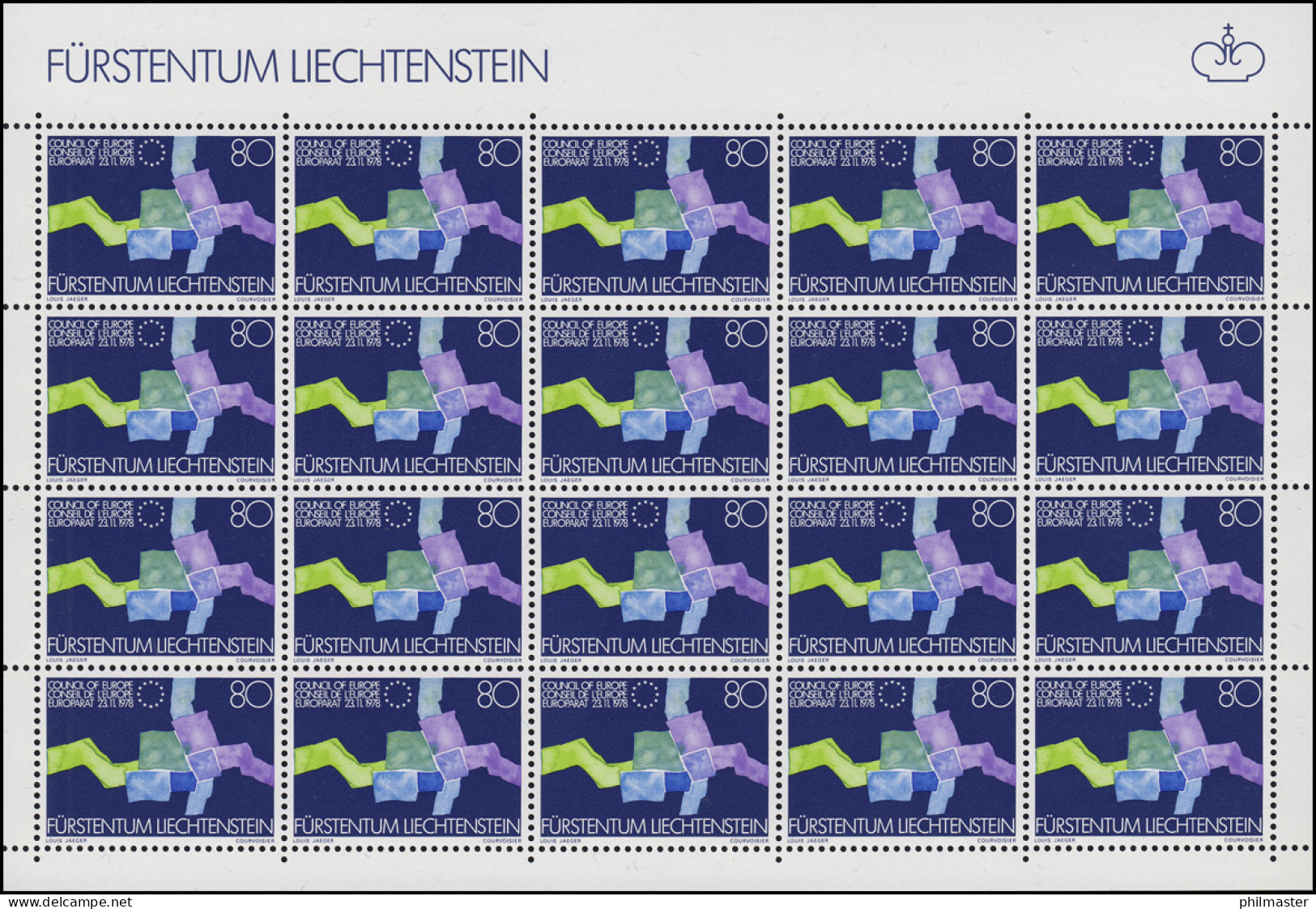 729 Beitritt Liechtensteins Zum Europarat 1979, Kleinbogen ** - Neufs