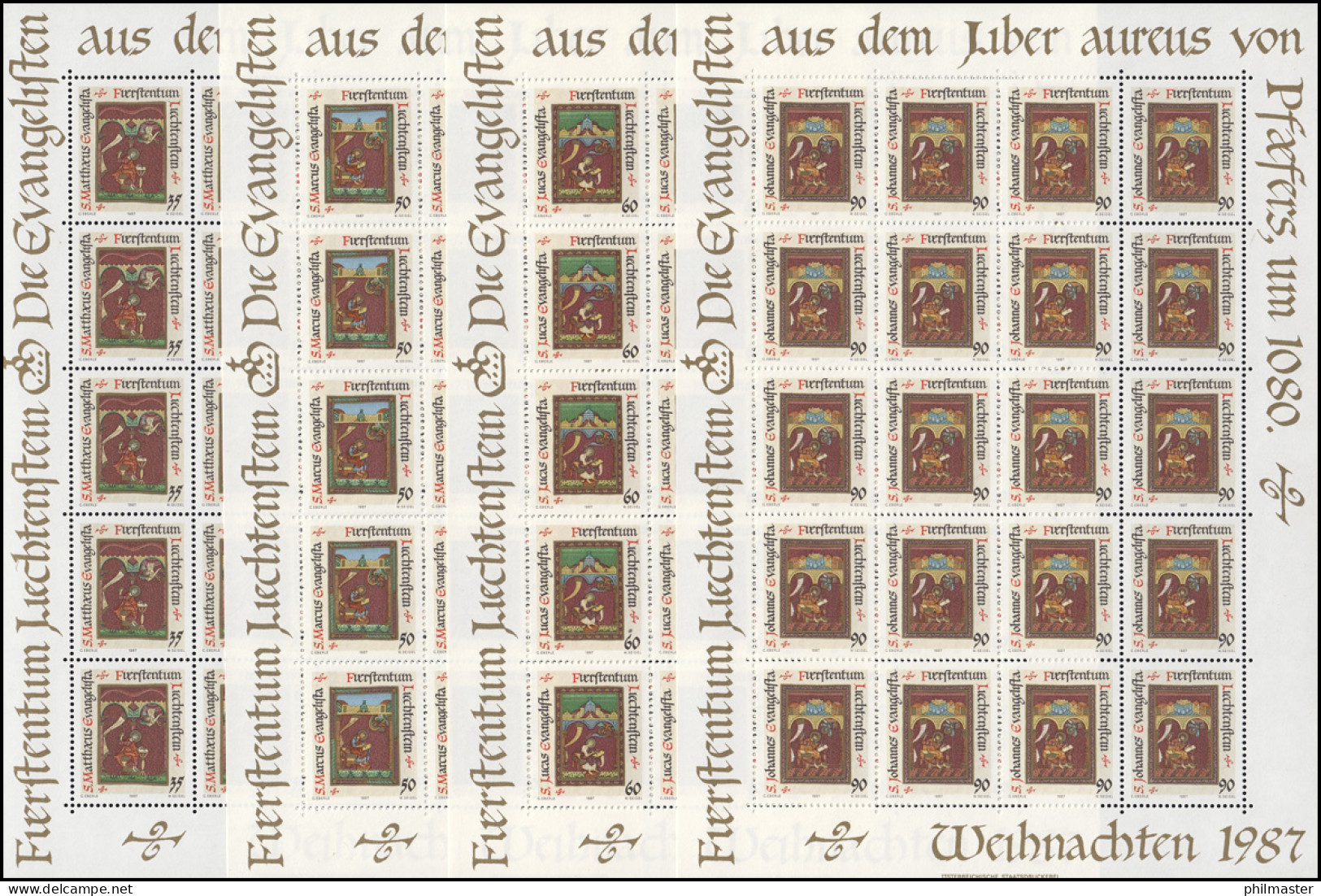 930-933 Weihnachten - Die Vier Evangelisten 1987, 4 Werte, Kleinbogen-Satz **  - Unused Stamps