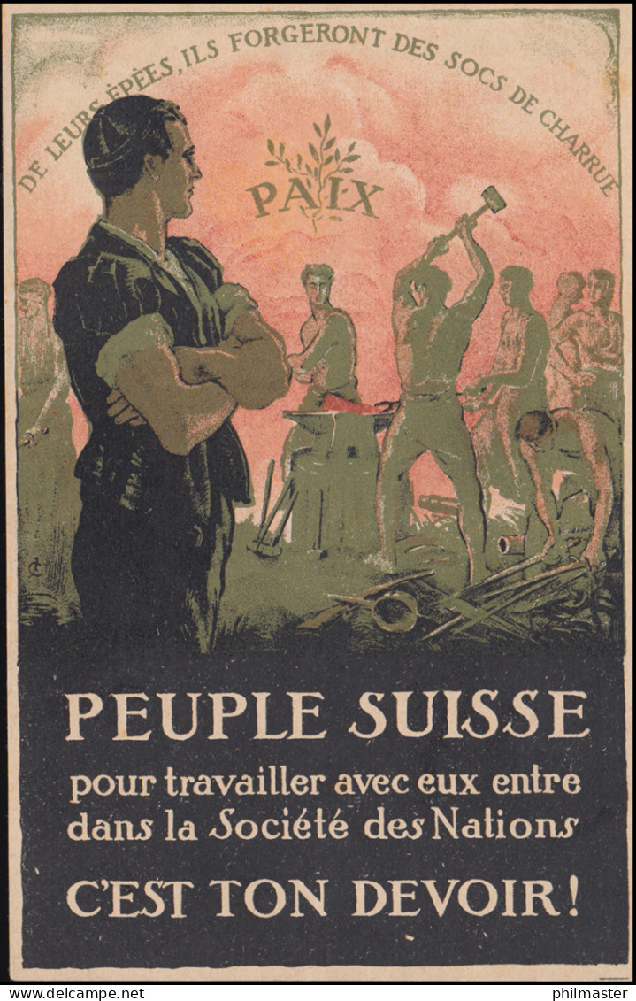 Schweiz Ansichtskarte PAIX - Peuple Suisse C'est Ton Devoir, Um 1918 Ungebraucht - Political Parties & Elections